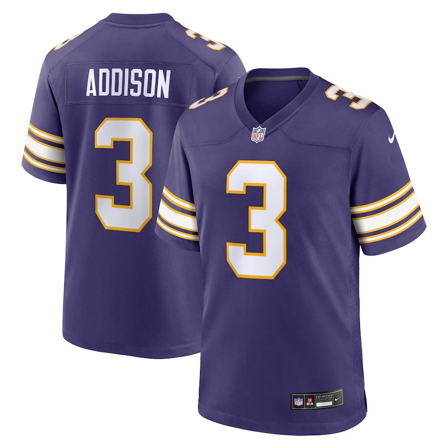 Men Minnesota Vikings #3 Jordan Addison Nike Purple Classic Player Game NFL Jersey->minnesota vikings->NFL Jersey